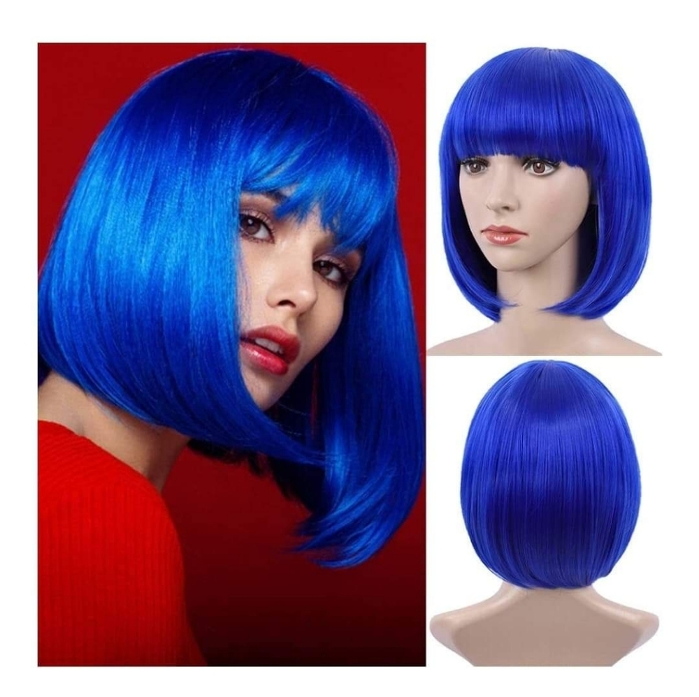 Blue Wig Short Bob